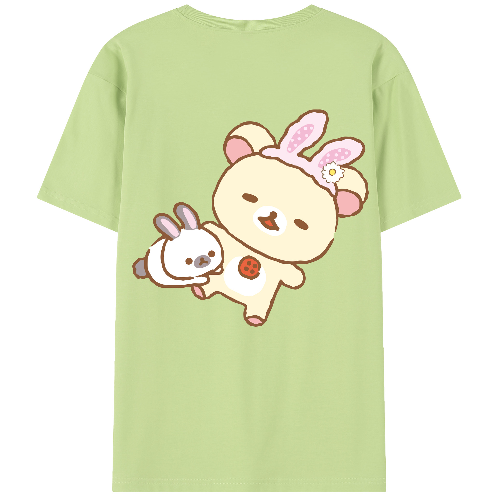 （画像用） リラックマ リラックマ キイロイトリ Rilakkuma Korilakkuma Kiiroitori 綿100％半袖Tシャツ（背面プリント）